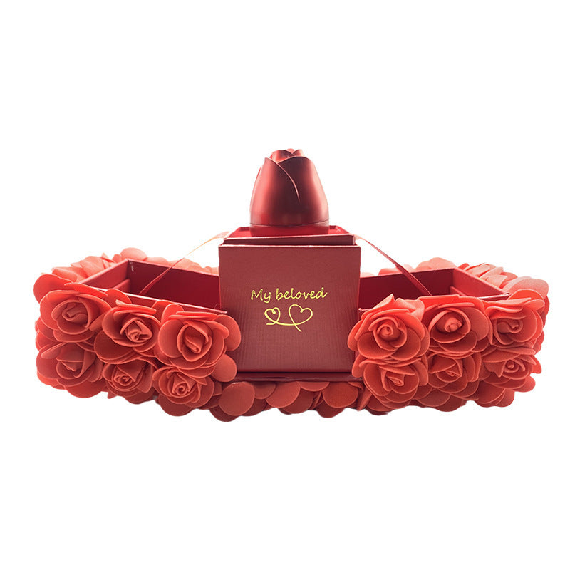 Soap Rose Gift Box with Crystal Pendant Necklace – Eternal Flower Jewelry Box Set – Perfect Gift for Any Occasion: Wedding, Birthday, Anniversary & More