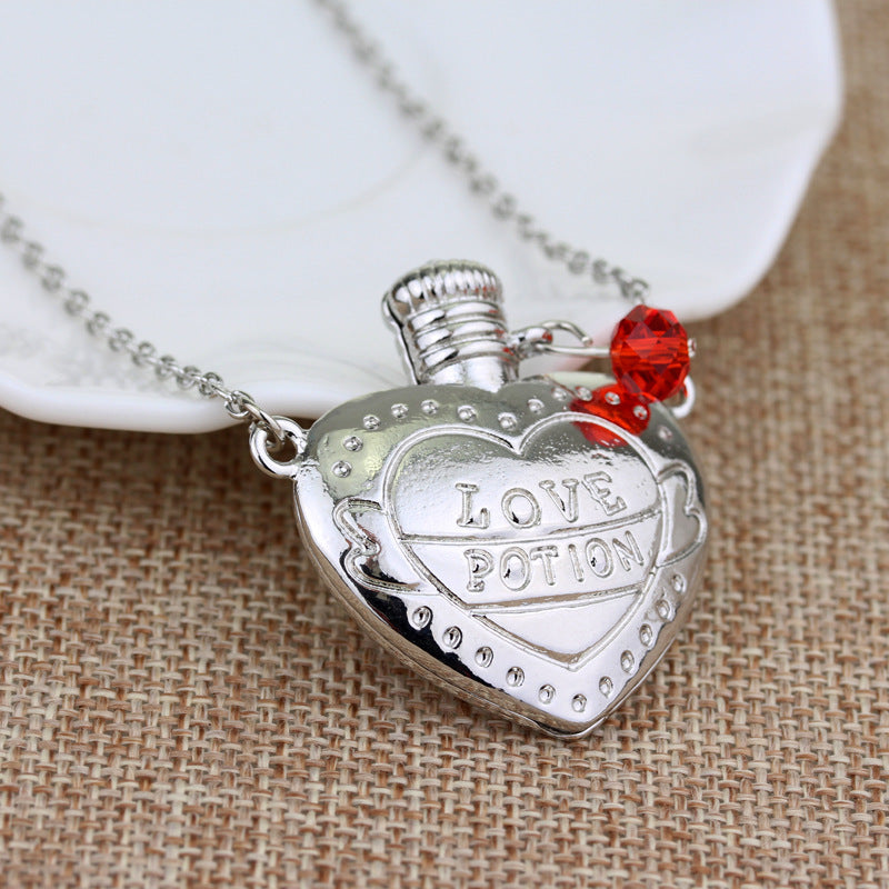 Collier tendance avec pendentif en forme de bouteille de pilules d'amour et de poison, cadeau de Saint-Valentin