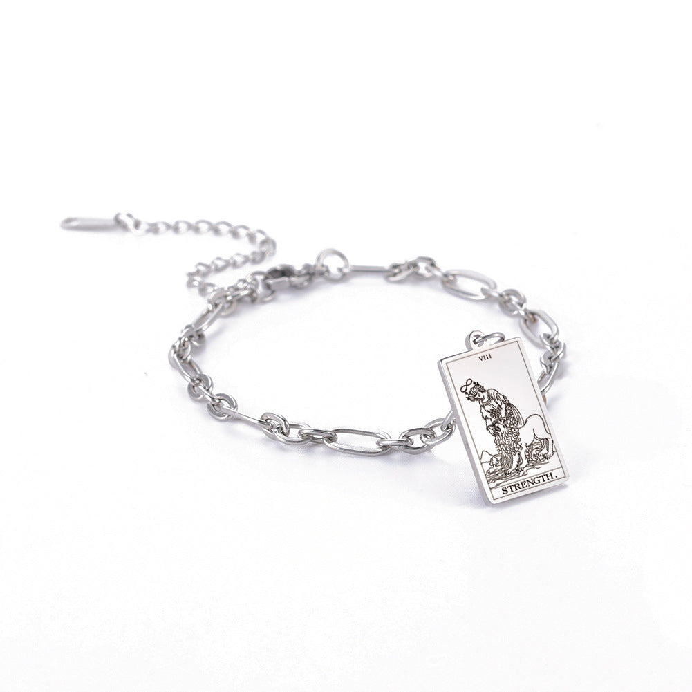 12 Tarot Card Series Fashion Trend Long Oval Link Chain Bracelet Jewelry & Accessories