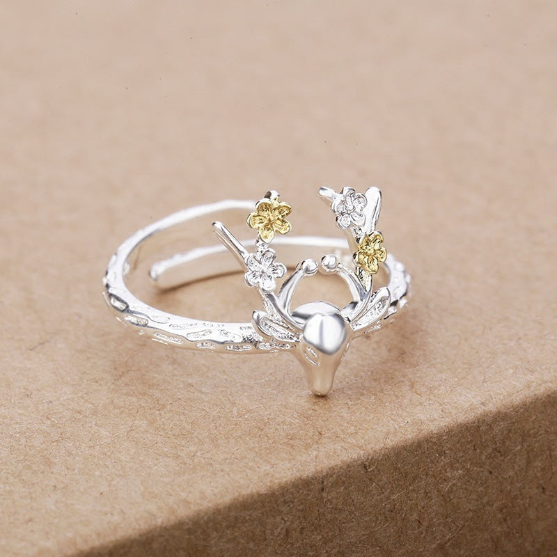 Creative Fawn Ring Female European And American Plum Meson Christmas Gift Rings/Jewelry & Accessories
