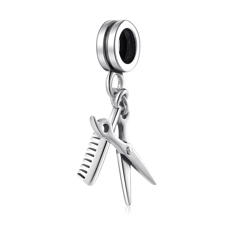 S925 Sterling Silver Pearl Pendant Hair Dryer Scissors Comb Bracelet Diy Accessories Jewelry/Accessories