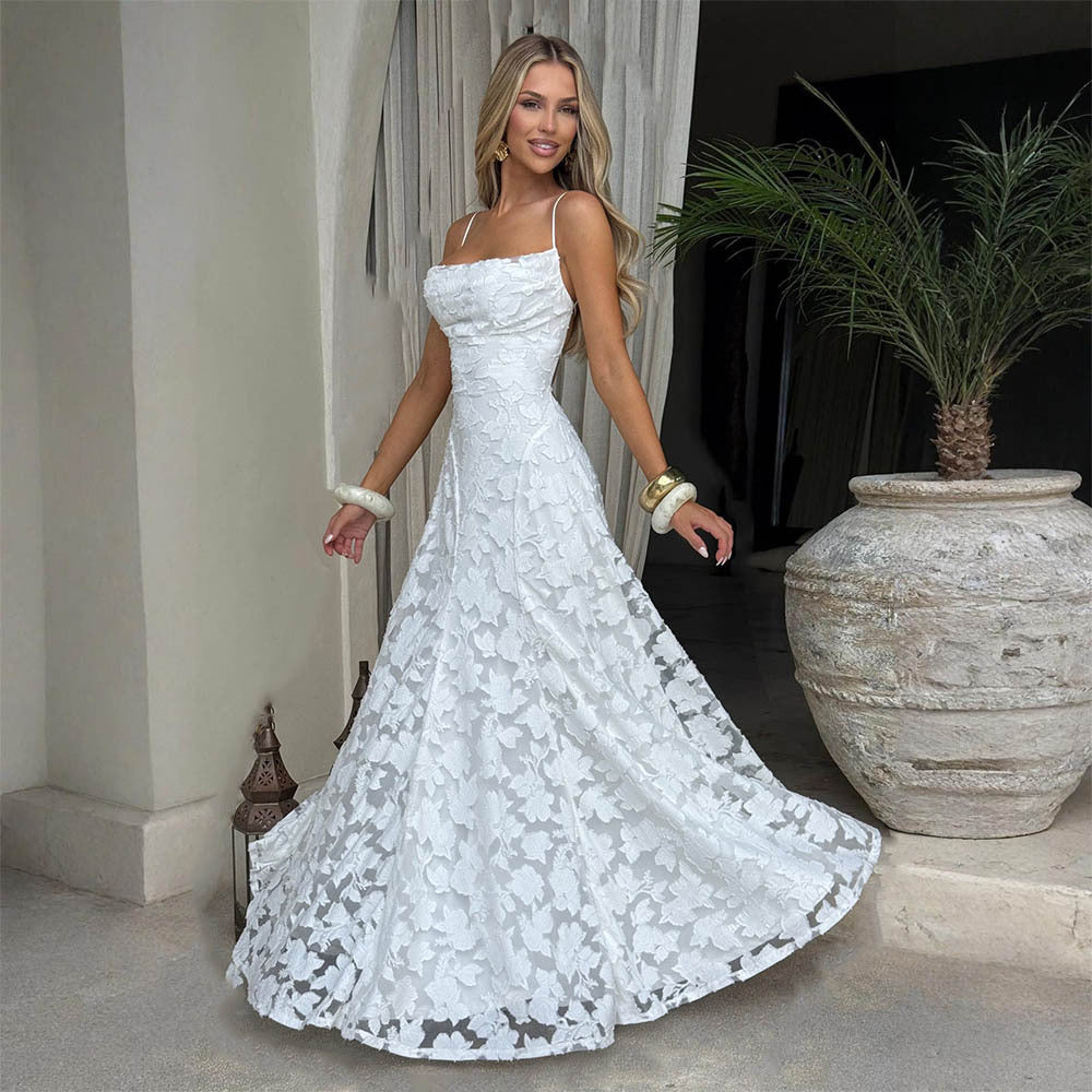 Summer Women's Sexy Sling Chiffon Elegant Backless Dress Women's Garments Apparel / Clothing