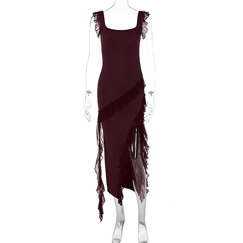 Female Summer Fashionable Stringy Selvedge Stitching Temperament Dress Women's Garments Apparel / Clothing