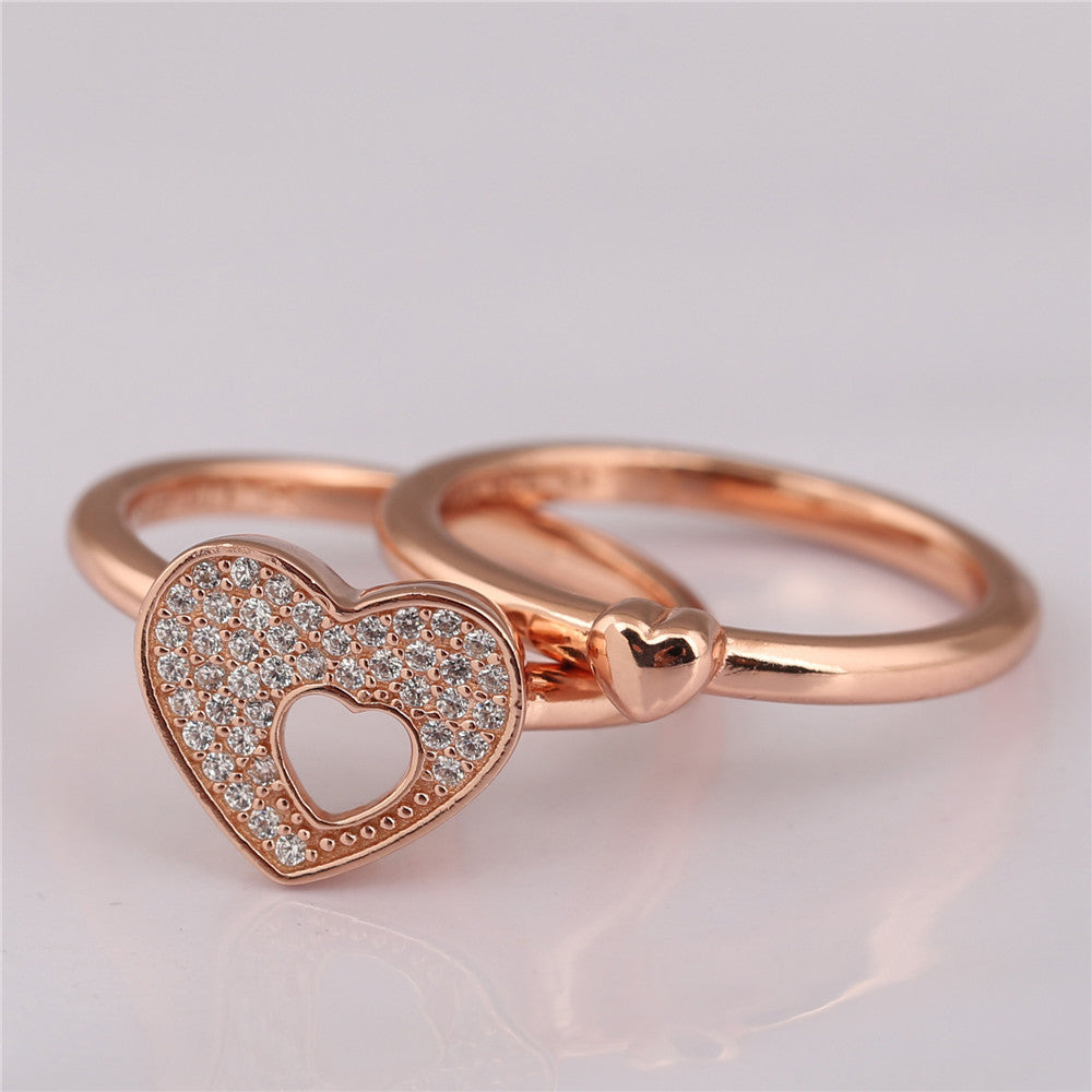 Flashing Electric Gold Puzzle Heart Ring