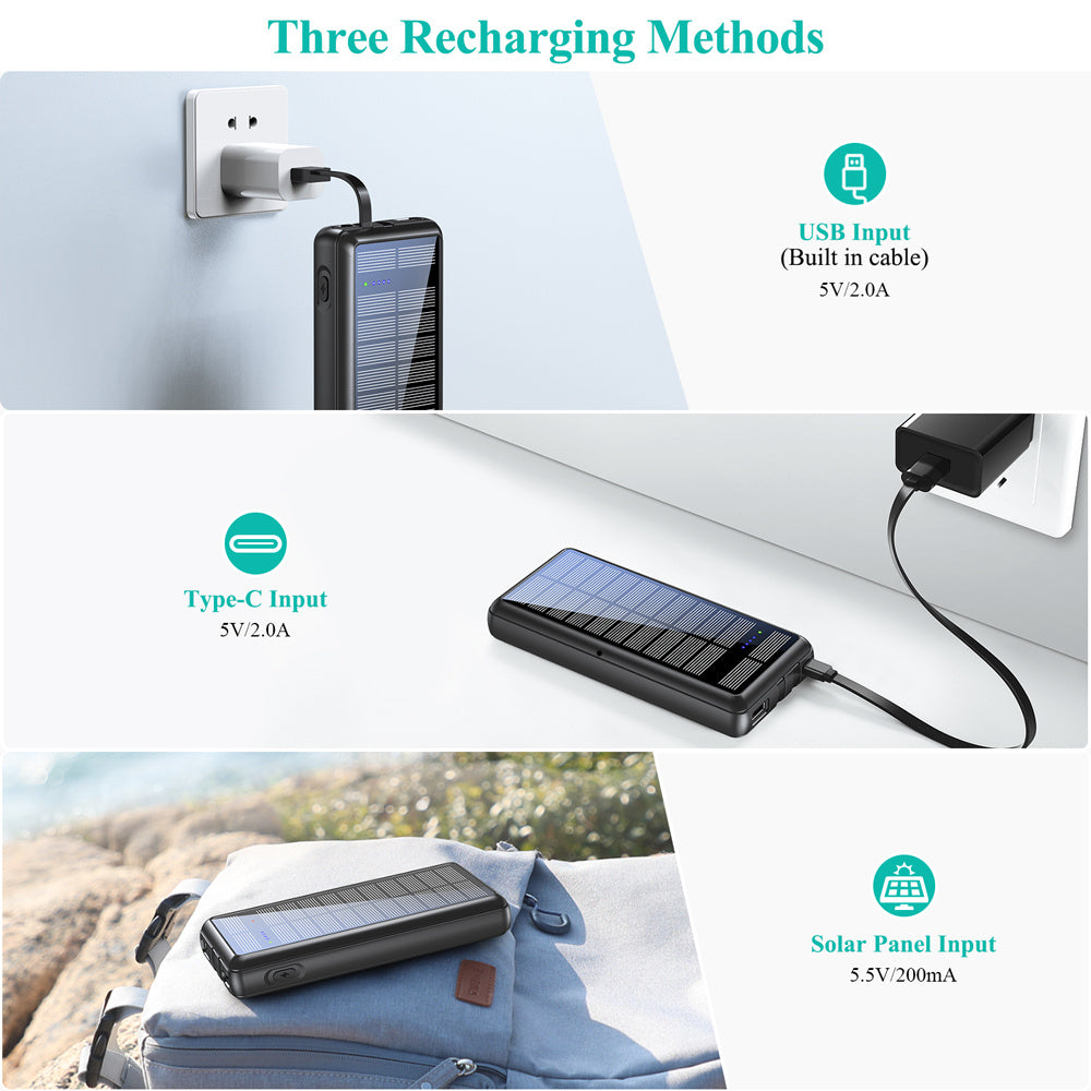 It Comes With Input And Output Dual-wire Solar Power Bank Appliances Home Essentials