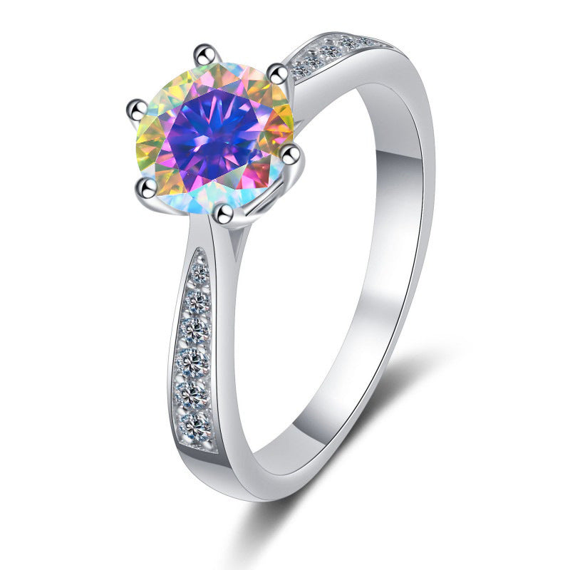 Moissanite Ring Classic Six-claw Crown S925 Sterling Silver Jewelry & Accessories