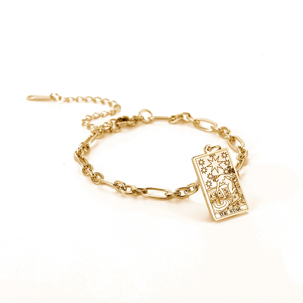 12 Tarot Card Series Fashion Trend Long Oval Link Chain Bracelet Jewelry & Accessories