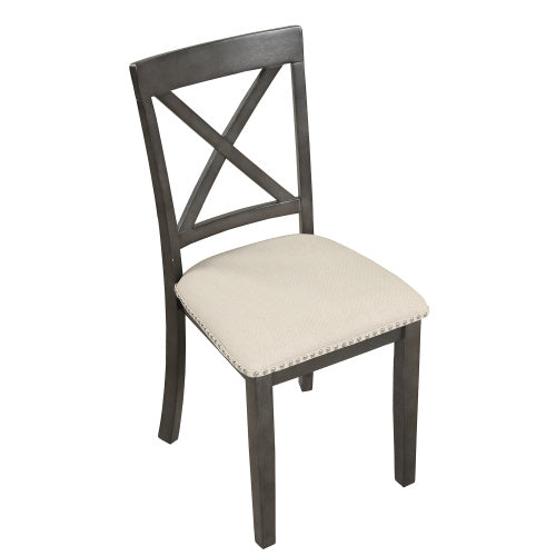Orisfur. Ensemble table et chaises de salle à manger 5 pièces pour 4 personnes, table de cuisine en bois massif avec 4 chaises.