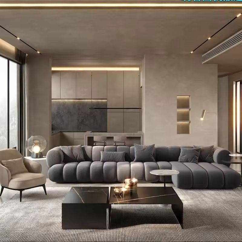 ATUNUS American Large Velvet Home Nordic Modern L Shape Corner Living Room Modular Sectional Sofa Couch Set Furniture