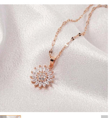 Double-layer Rotatable Sunflower Necklace Jewelry & Accessories
