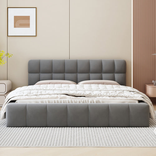 Double Bed With Soft Linen Backrest Furniture