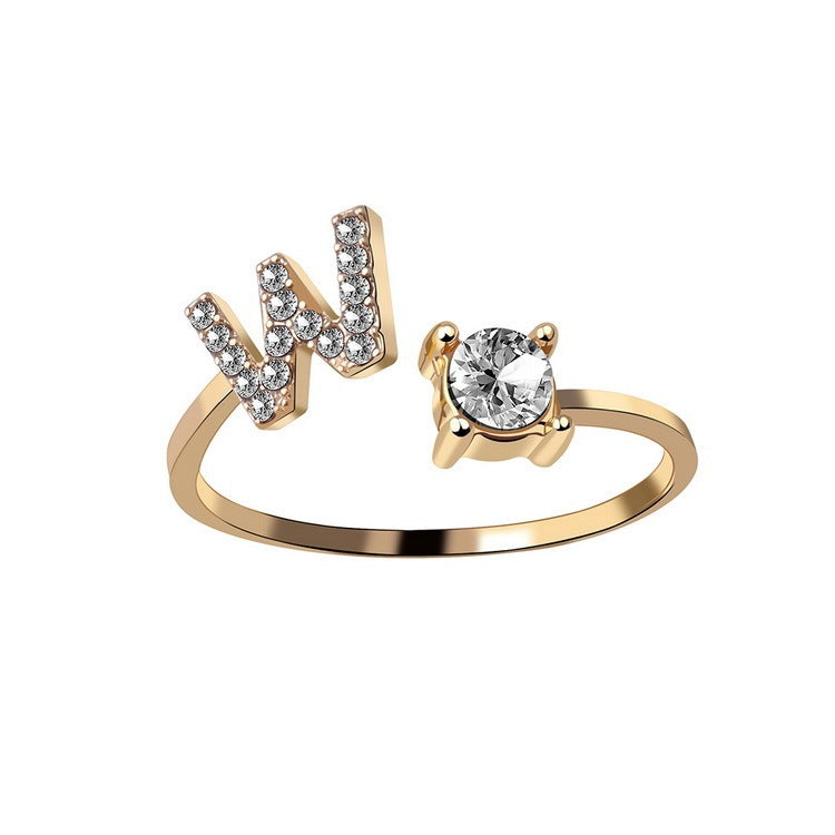 New Design Adjustable 26 Initial Letter Ring Fashion Jewelry For Women Simple Elegant Jewelry Exquisite Rings /Jewelry & Accessories