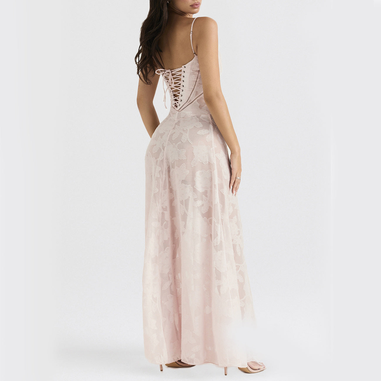 Sexy Flowers Lace Suspender Dress Summer Fashion Slim Back Lace-up Long Dresses Party Evening Club Clothing For Women's Garments Apparel / Clothing