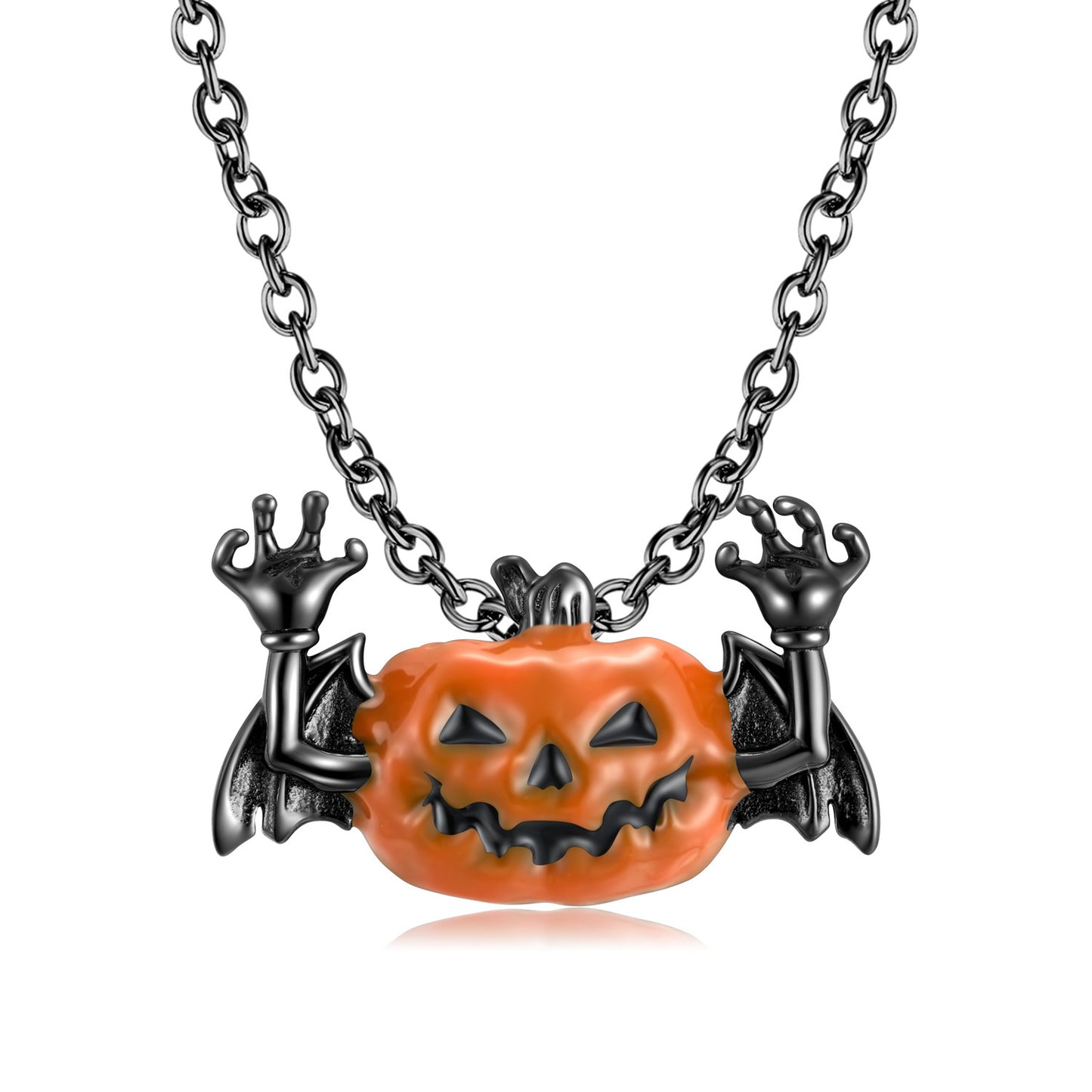 Creative Pumpkin Bat Necklace Halloween Dark Wind Small Fashion S925 Silver Chain Jewelry/Accessories