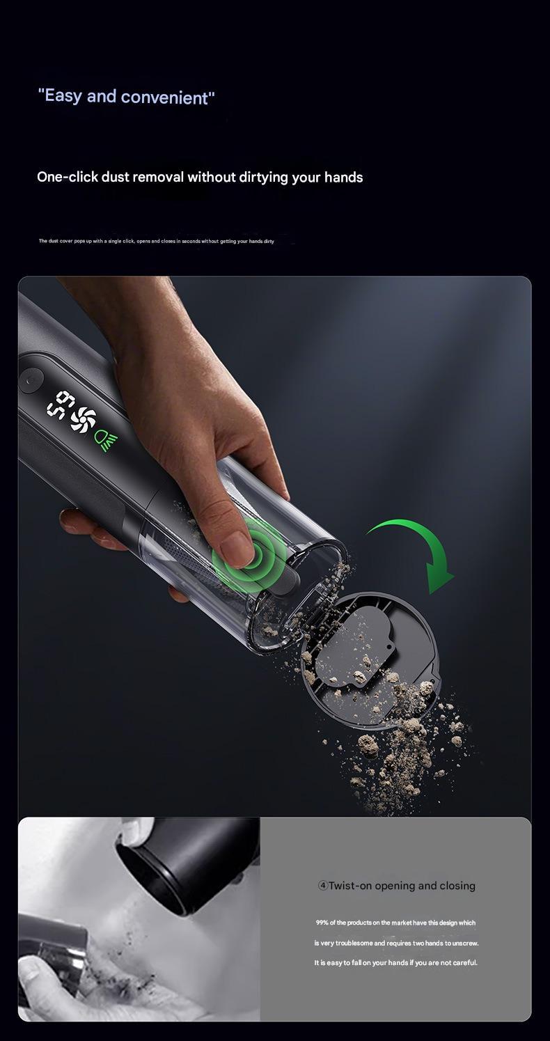 Green Light Dust-Detecting Handheld Car Vacuum Cleaner Wireless High-Suction Compact Portable Car Vacuum Cleaner For Vehicles Appliances Home Essentials