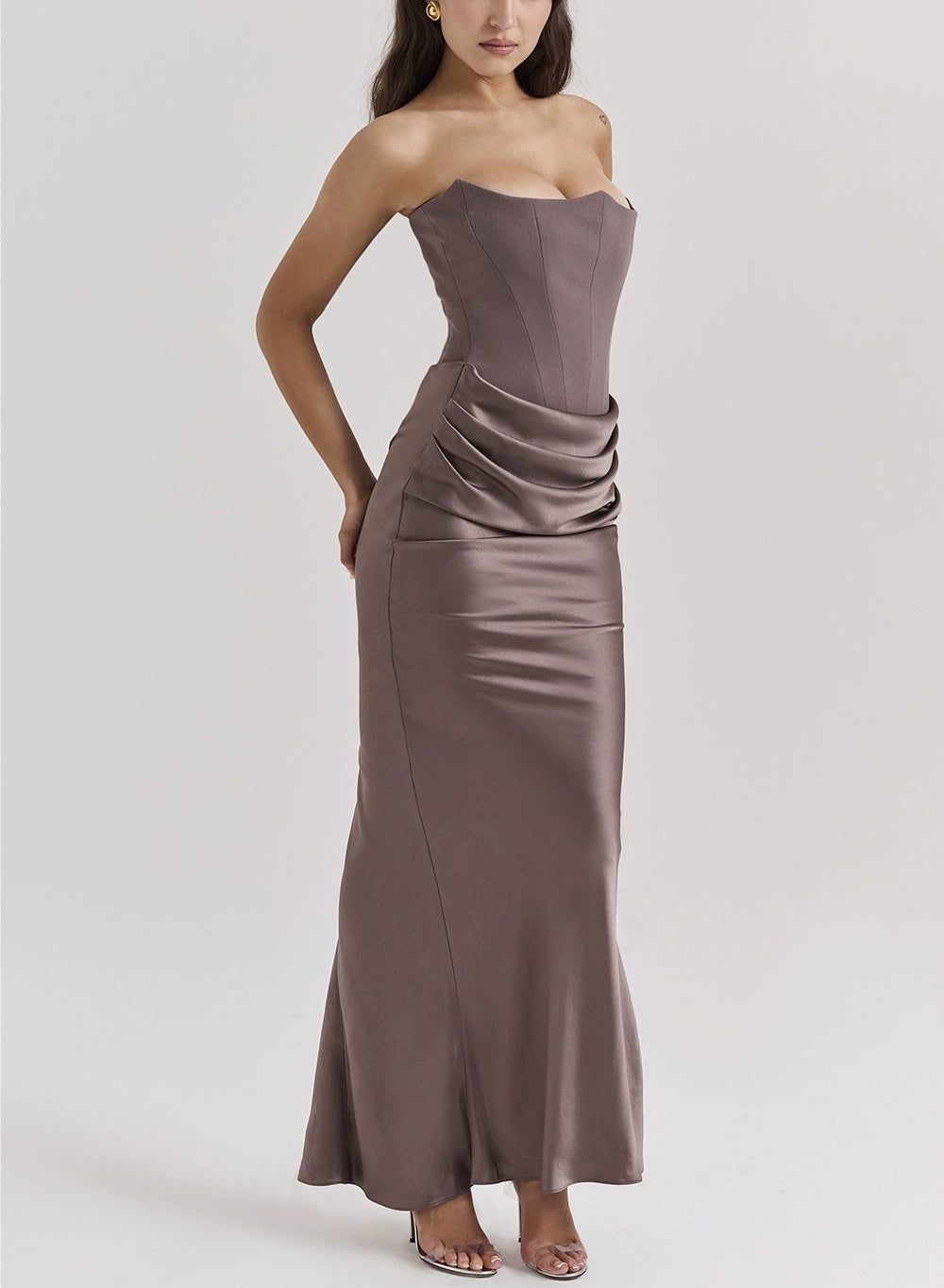 Off-shoulder Slimming Fishbone Skinny Silk Casual Women's Garments Apparel / Clothing
