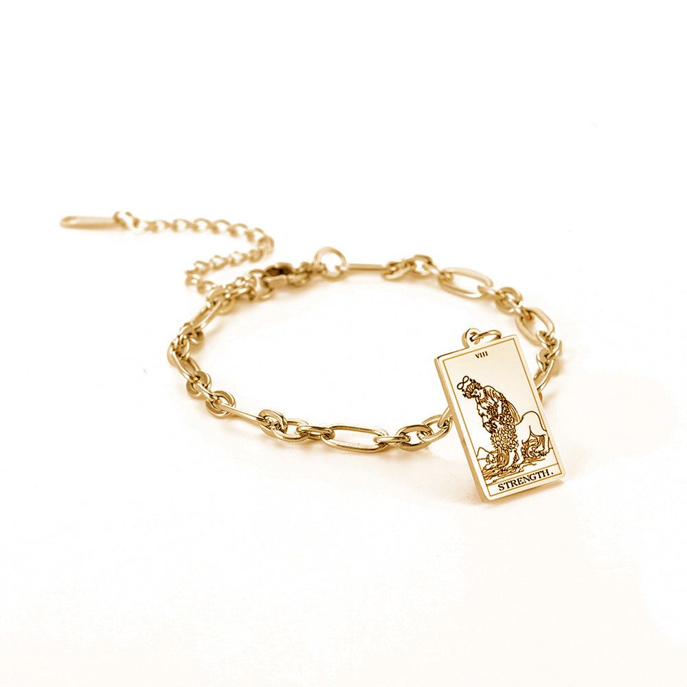12 Tarot Card Series Fashion Trend Long Oval Link Chain Bracelet Jewelry & Accessories