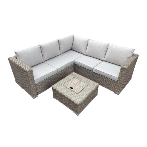 Patio Furniture Set, Waterproof Outdoor Furniture With Coffee Table,3 Seater For Porch Balcony, Brown Outdoor Garden Patio Furniture