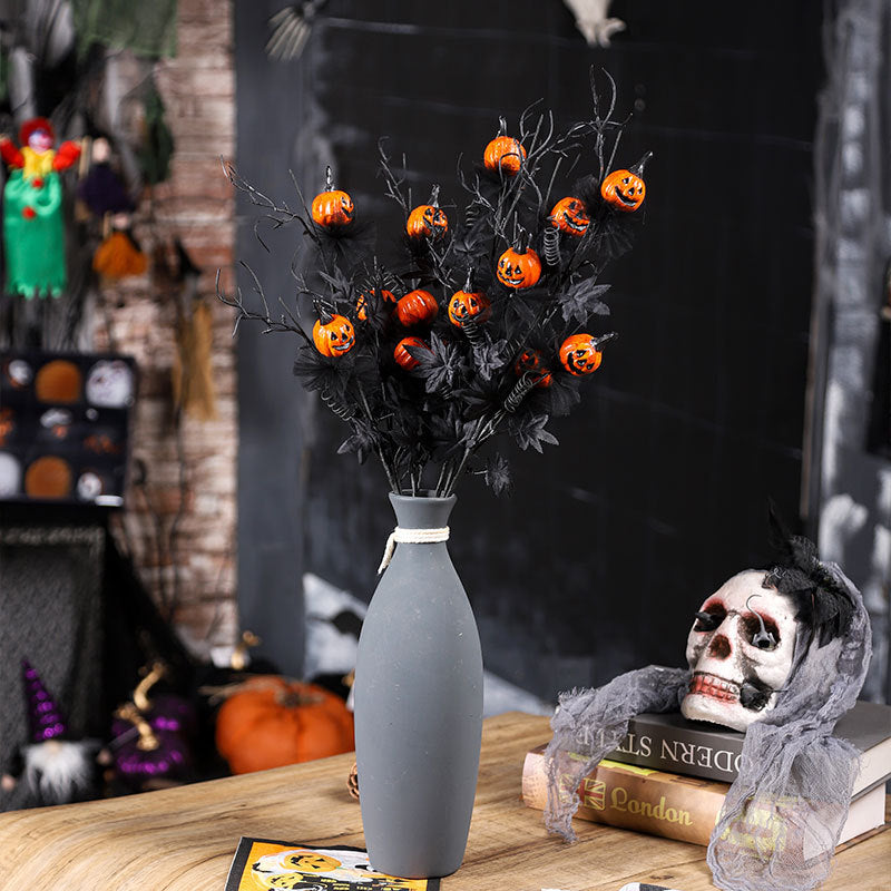Halloween Decorations Black Horror Pumpkin Twig Cutting Bouquet Home Ornaments