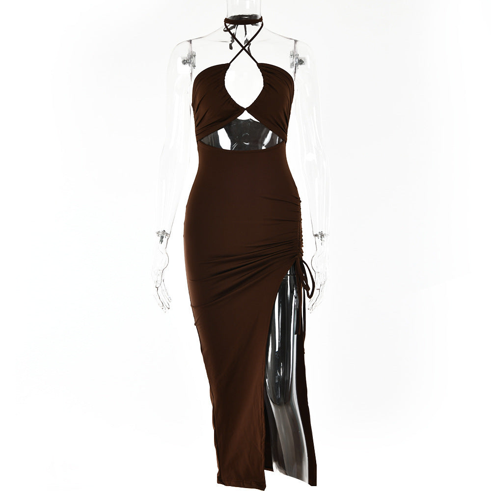 Sexy Halterneck Lace-up Split Dress Summer Y2K Fashion Party Baech Long Dresses For Women's Garments Apparel / Clothing