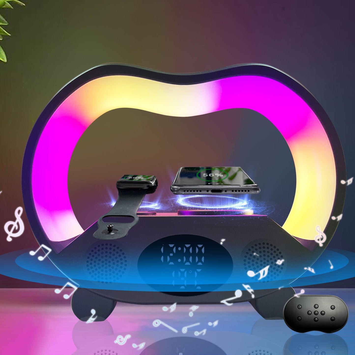 6 In 1 Wireless Charging Night Light Wireless Speaker 15W Wireless Charging Atmosphere Gift home-ornaments