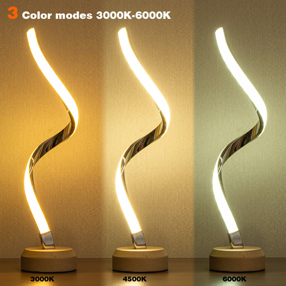 LED Spiral Table Lamp Modern Curved Desk Bedside Lamp Dimmable Warm White Night Light For Living Room And Bedroom Lighting Home Essentials