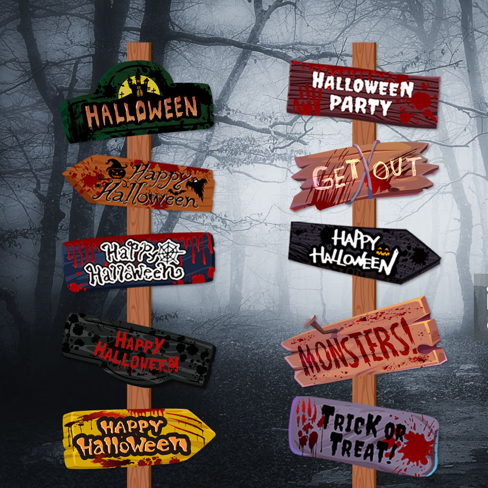 Creative Printing Halloween Decoration Props Paper Signs Home Ornaments