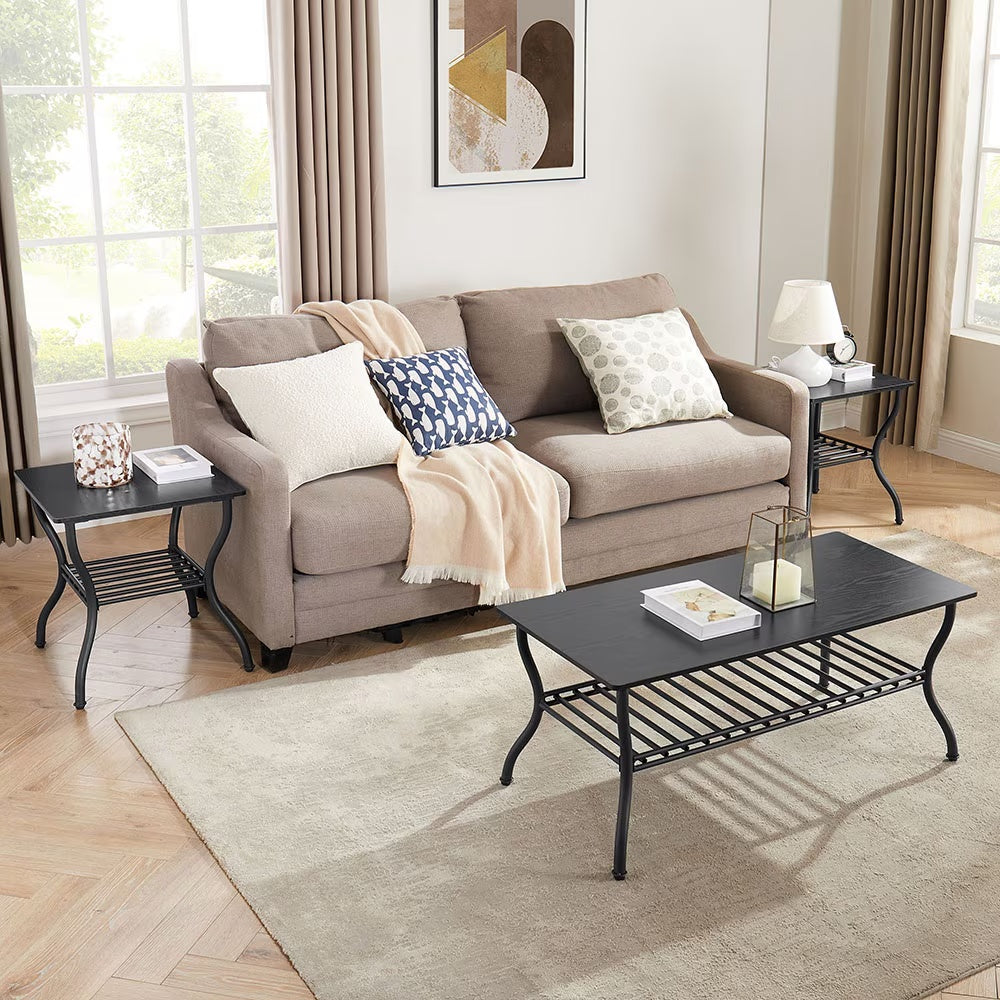 Contemporary 3 Piece Coffee Table Set Rectangular Coffee Table Furniture