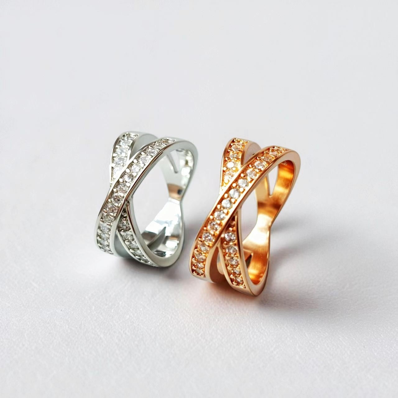 European And American Metal Cross Micro-inlaid Zircon Exquisite Ring Jewelry & Accessories