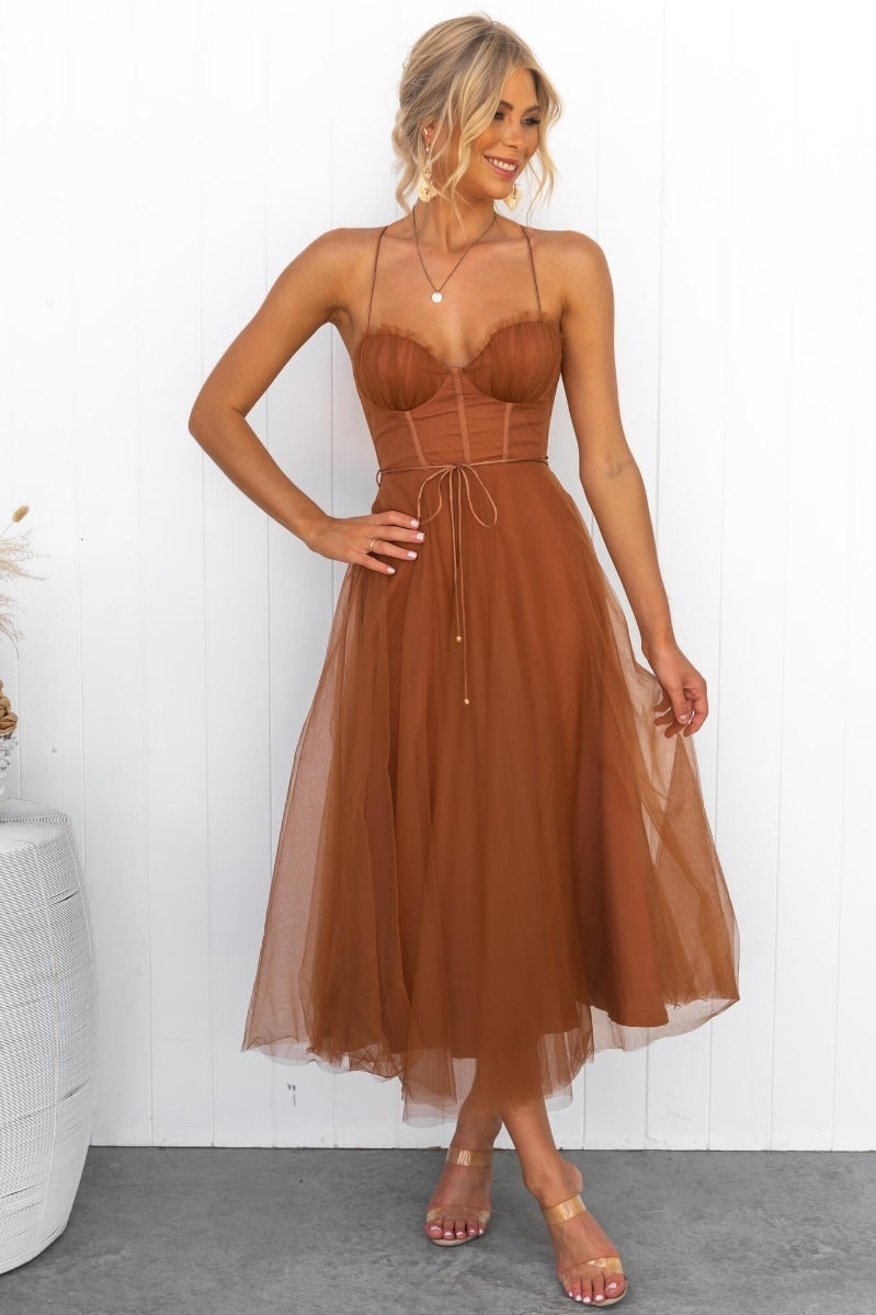 Temperament Camisole Mesh Party Evening Dress Women's Garments Apparel / Clothing