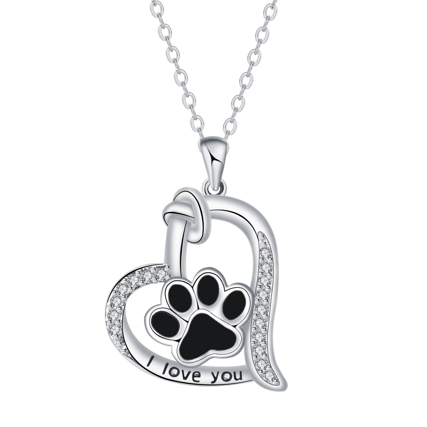 Heart-shaped Dog Paw Print Design Versatile Necklace Female Personality Simple Jewelry/Accessories