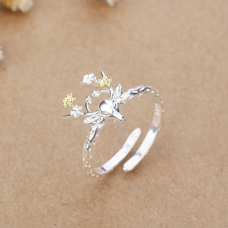 Creative Fawn Ring Female European And American Plum Meson Christmas Gift Rings/Jewelry & Accessories