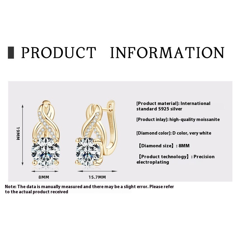 Light Luxury Moissanite Twist Earrings For Women Jewelry & Accessories