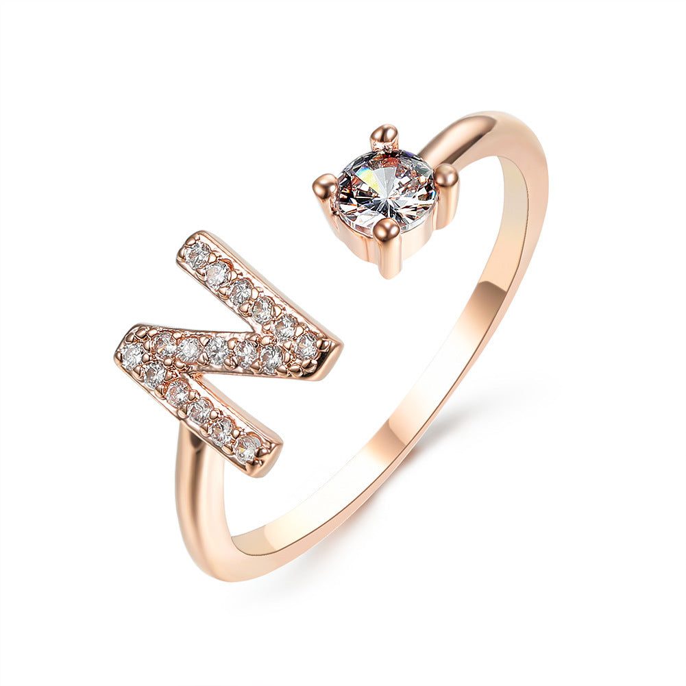 New Design Adjustable 26 Initial Letter Ring Fashion Jewelry For Women Simple Elegant Jewelry Exquisite Rings /Jewelry & Accessories