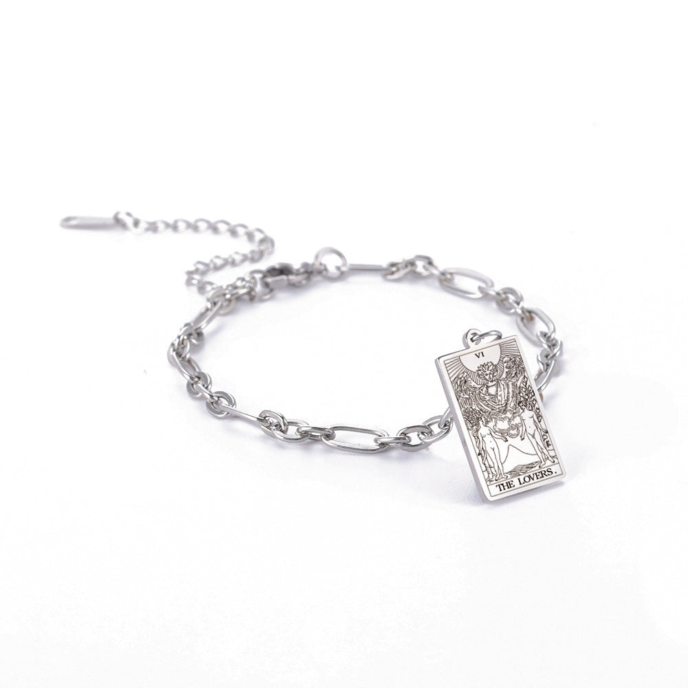 12 Tarot Card Series Fashion Trend Long Oval Link Chain Bracelet Jewelry & Accessories