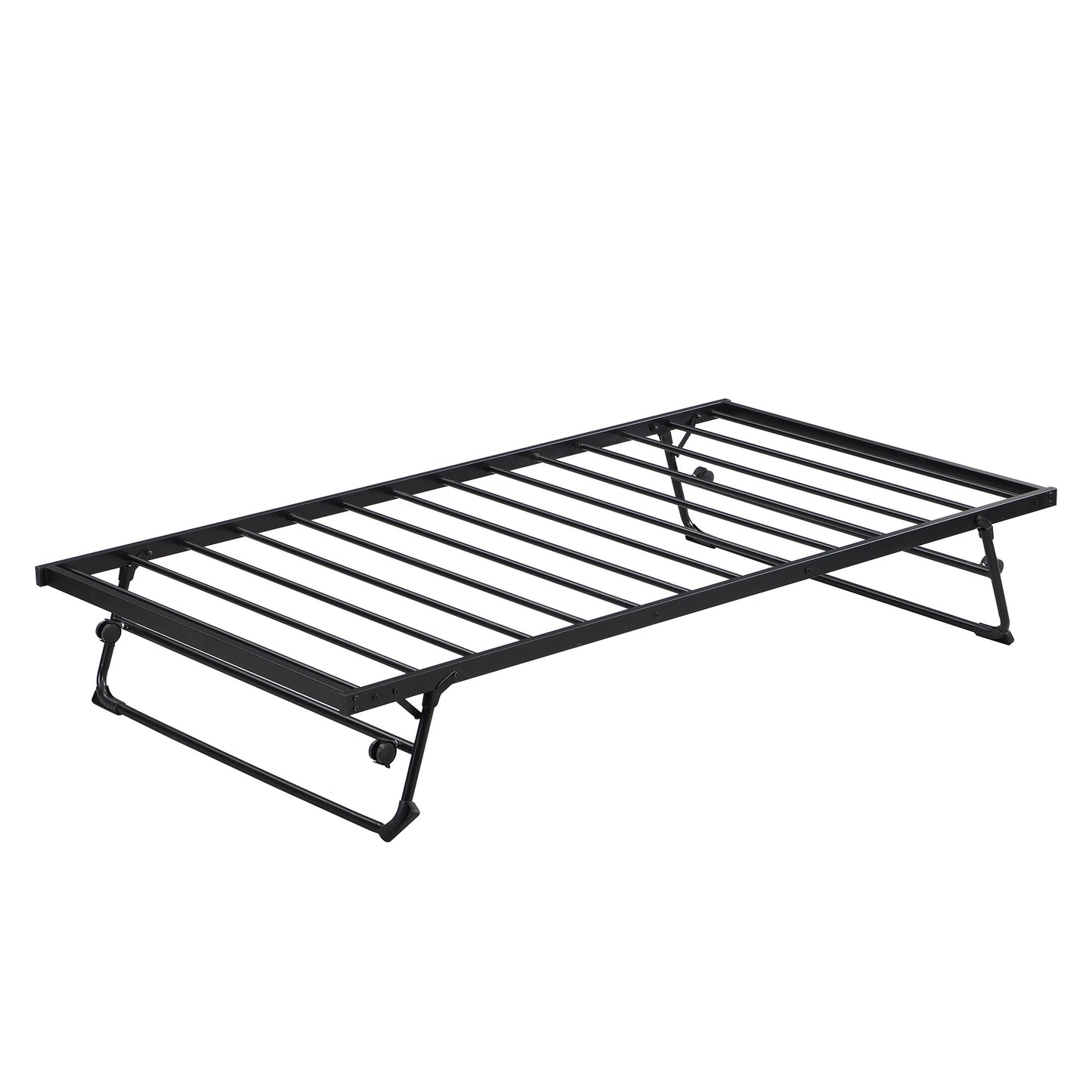 Double Metal Sofa Bed With Adjustable Wheels, Pop-up Wheels, Black