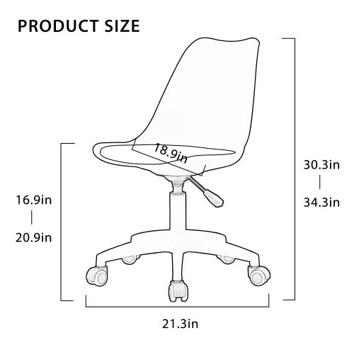Modern Home Office Desk Chairs, Adjustable 360 Swivel Chair Engineering Plastic Armless Swivel Computer Chair With Wheels For Living Room, Bed Room Office Hotel Dining Room And Amber Brown