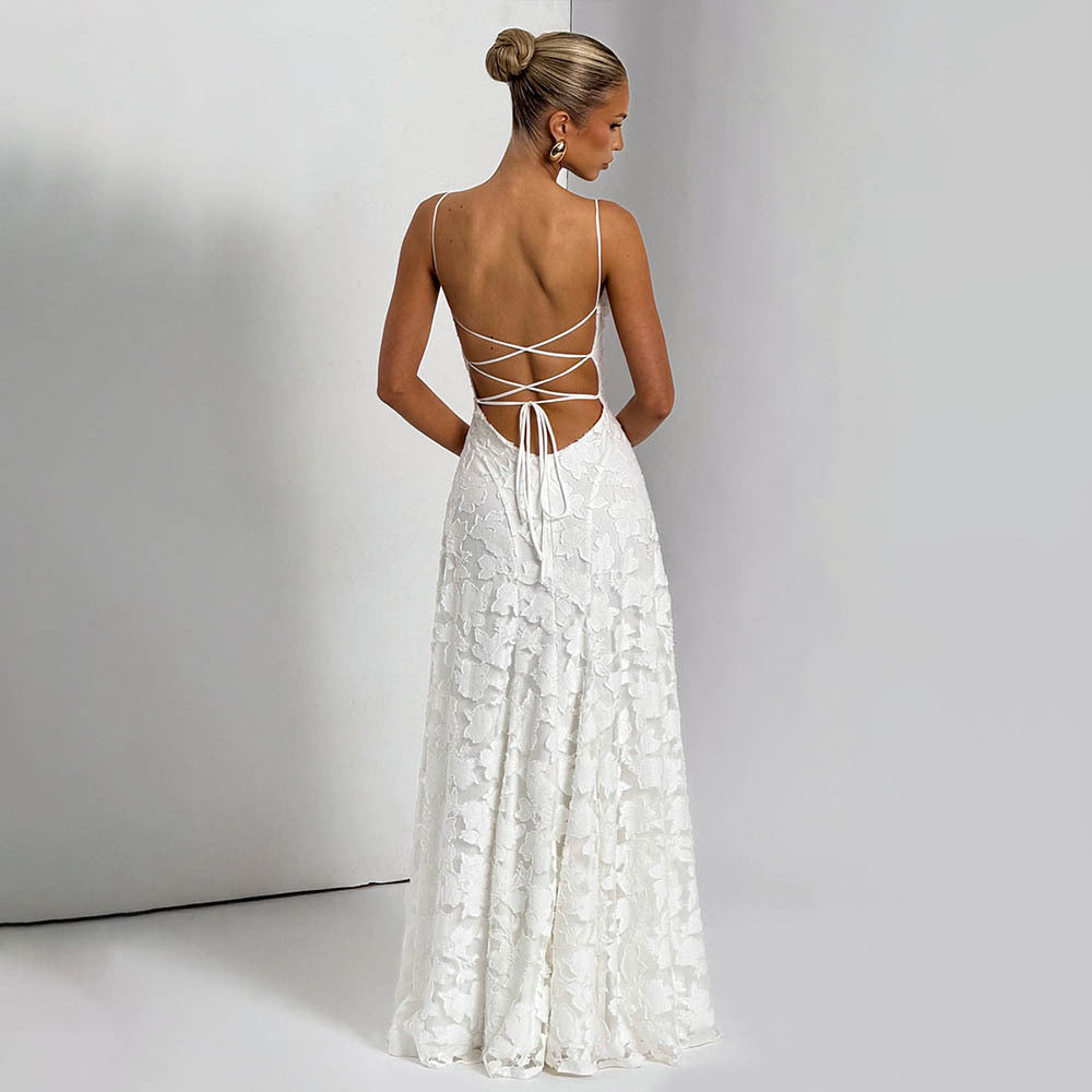 Summer Women's Sexy Sling Chiffon Elegant Backless Dress Women's Garments Apparel / Clothing