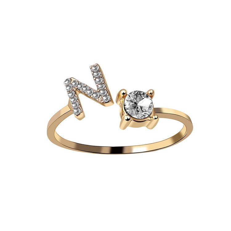 New Design Adjustable 26 Initial Letter Ring Fashion Jewelry For Women Simple Elegant Jewelry Exquisite Rings /Jewelry & Accessories