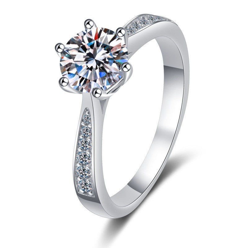 Moissanite Ring Classic Six-claw Crown S925 Sterling Silver Jewelry & Accessories
