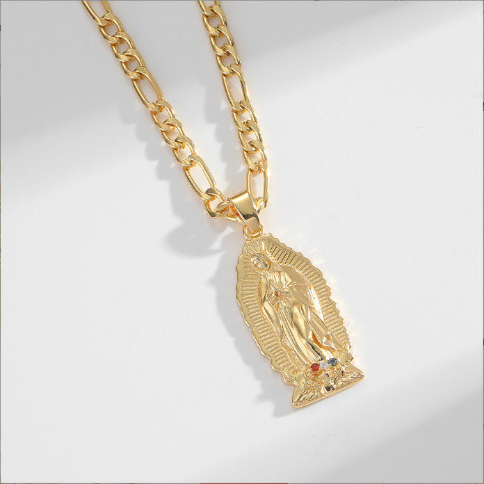 Ornament Necklace Gold Color Zirconium Jesus Jewelry/Accessories