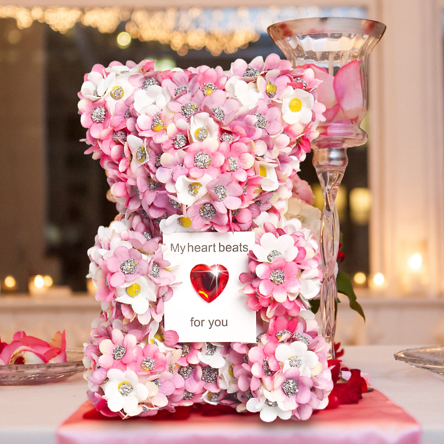 Artificial Rose Bear – Handmade Gift for Any Occasion: Birthday, Anniversary, Wedding, Valentine's Day & More