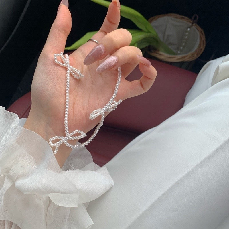Sweet Bow Pearl Necklace Women's Simple Design Clavicle Chain Jewelry & Accessories