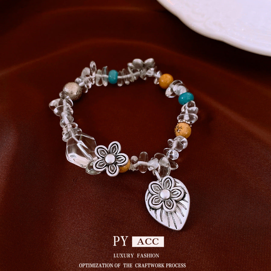Retro Ethnic Style Gravel Flower Bracelet Fashion Personality High Sense Bracelet Artisan Bracelet For Women Jewelry & Accessories