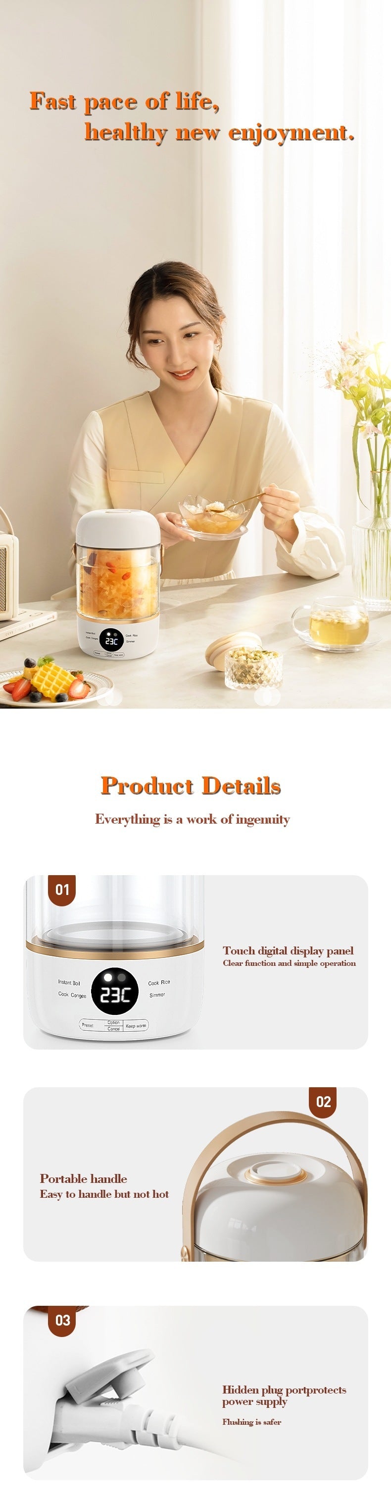 110V220V Smart Electric Stew Cooker Personal Portable Electric Stew Pot Appliances Home Essentials