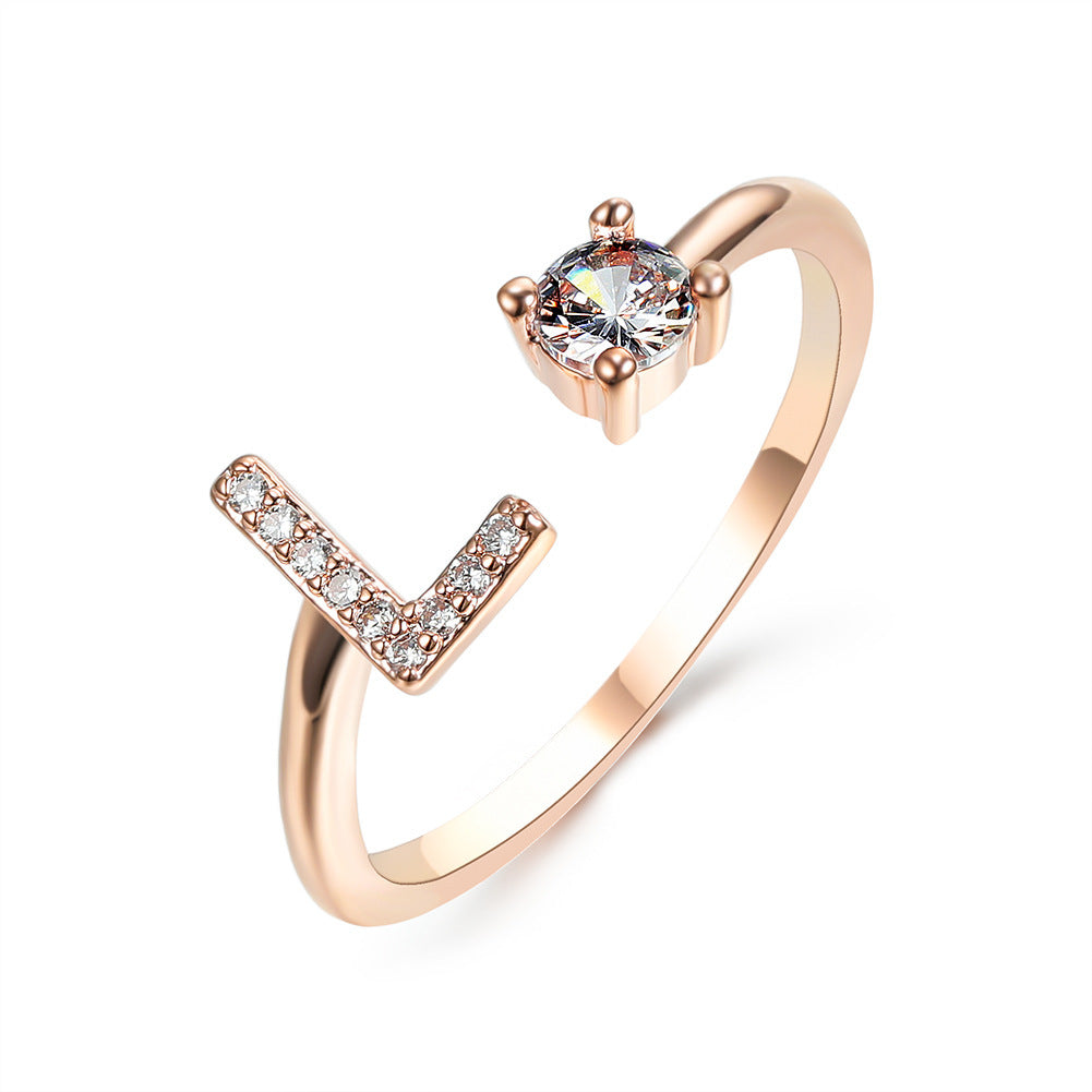 New Design Adjustable 26 Initial Letter Ring Fashion Jewelry For Women Simple Elegant Jewelry Exquisite Rings /Jewelry & Accessories