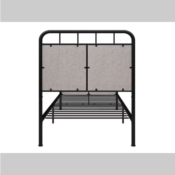 Double-size Linen Upholstered Platform Metal Bed Frame Furniture