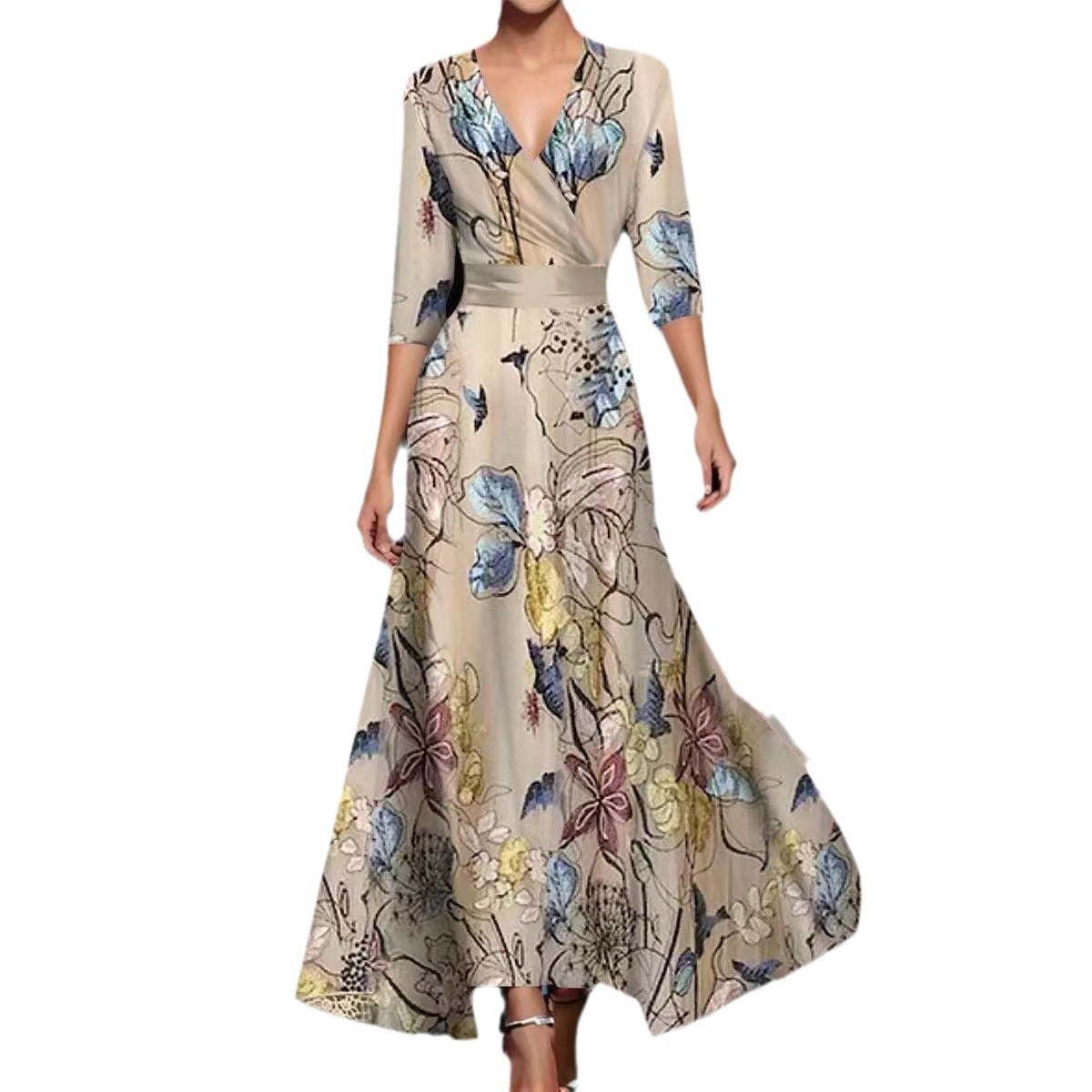 Cross V-neck 34 Sleeve Length Dress Women's Garments Apparel / Clothing