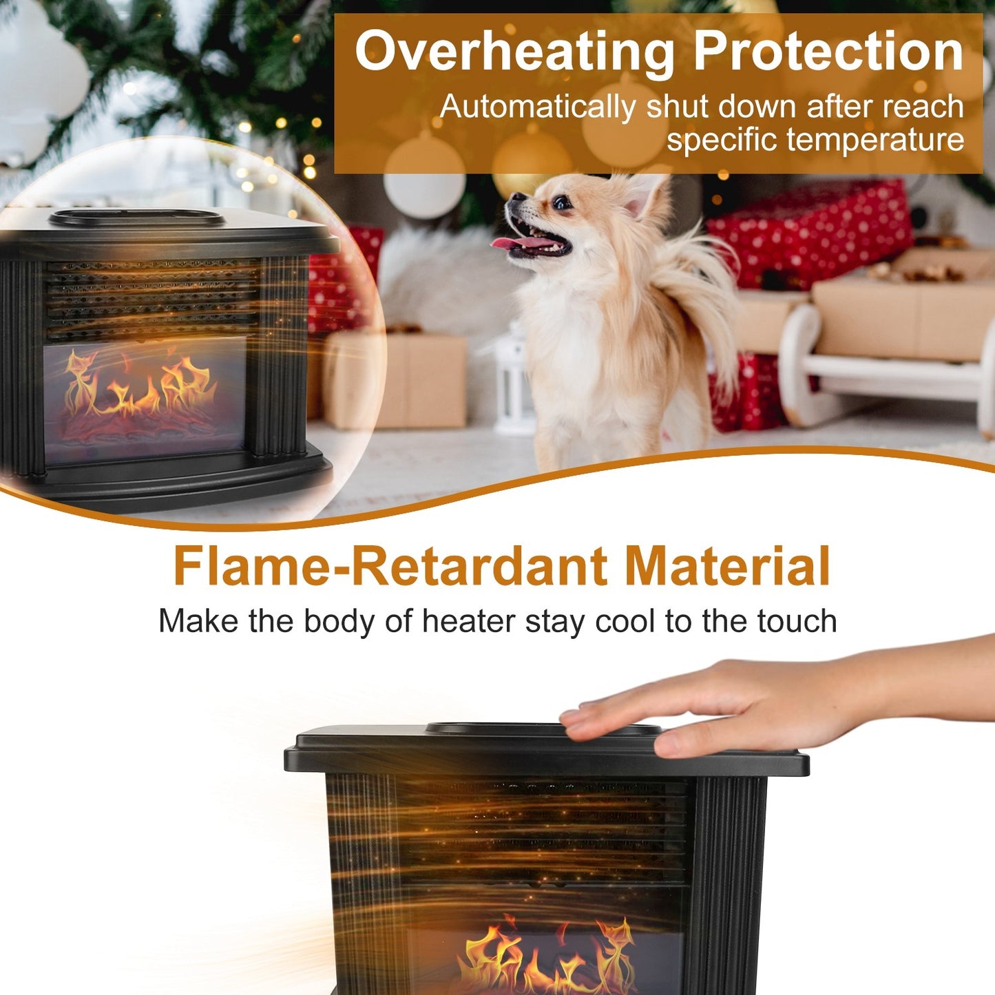 1Pc Electric Fireplace Heater 800W Artificial Flame Stove Heater With Accurate Digital Thermostat Timer Setting Remote Control Overheating Protection For Office Bedroom Appliances Home Essentials
