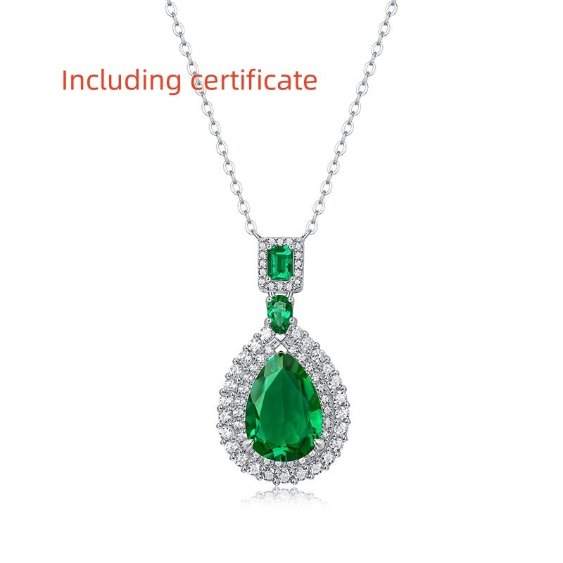 S925 Silver Reverie Pendant With Chain Cultivation Emerald Necklace Jewelry & Accessories